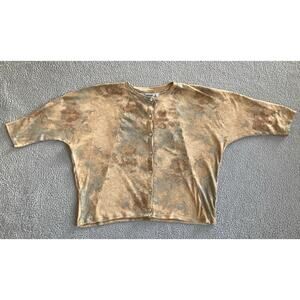 Logo Lori Goldstein Cardigan Medium Oversized Relaxed Tie Dye Beige Fairy Y2K